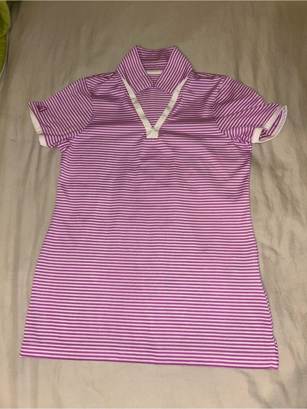 Antigua Desert Dry Women’s Performance Golf Polo Striped Pink & White Small